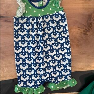 Green and Blue Floral Kids One Piece